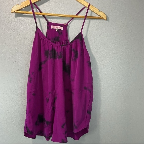 Rebecca Taylor Tops - REBECCA TAYLOR Purple Black Sleeveless race back Tie Dye 100% Silk Top Size 2